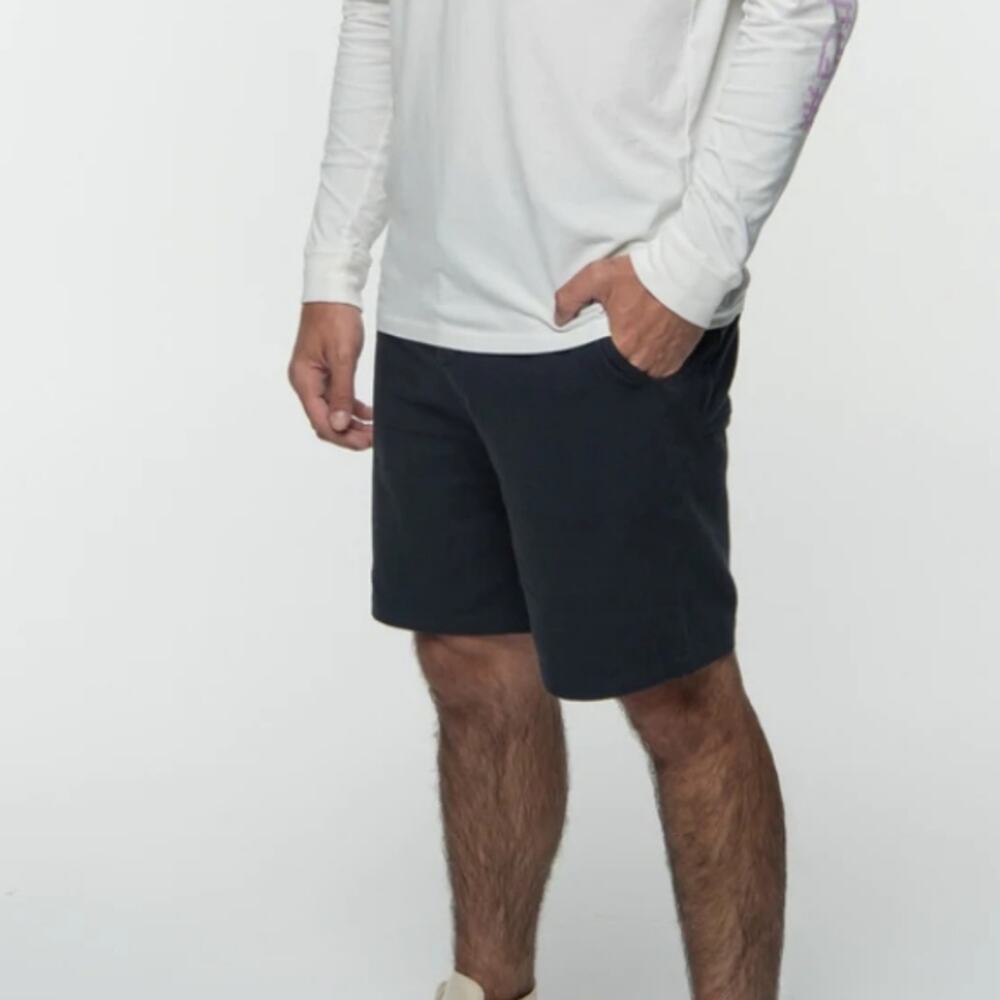 PARALLEL x LEAGUE Navy Blue Knox Army Walk Shorts Brushed Cotton Relaxed Casual